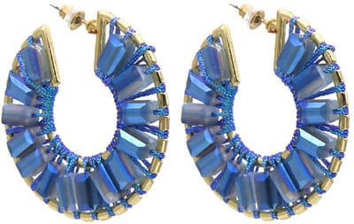 Oorbellen met glaskralen – blauw – 4,5 cm