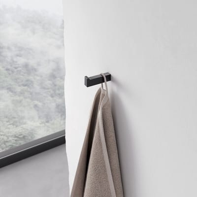 KEUCO Handdoekhaak van metaal, zwart mat gepoedercoat, voor badkamer en gastentoilet, wandhaken voor handdoeken en badjassen, Edition 11 Black Selection