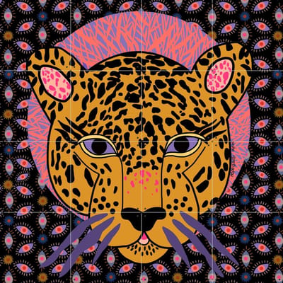 IXXI Jaguar, Sasha Ignatiadou - 80 x 80 cm - Gratis ophangtool - Grote wanddecoratie en posters - Speels, Pop art, Kleurrijk, Illustraties, Digitale