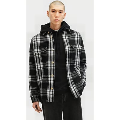 AllSaints Imber Ls Shirt Black/ecru White Größe: XS | Casual hemden Outlet | Herren | Weiß