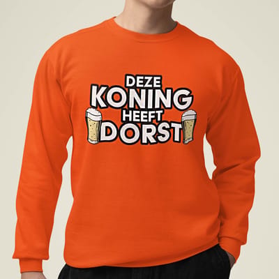 Oranje Koningsdag Trui Deze Koning Heeft Dorst XS