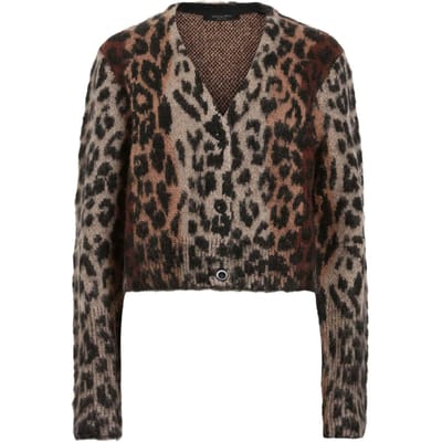 AllSaints Wick Lex Cardigan Leopard Brown Maat: S | Cardigans Outlet | Dames | Bruin