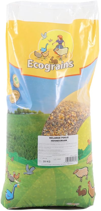 Verrijkt Kippenvoer Ecograins met Omega 3 en 6 - 20 kg - gemengd graan - Poeljengraan - Pluimveevoer - Kippengraan - Gezonde graanmix