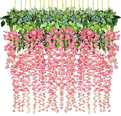 Kunstmatige Blauweregen Wijnstok - 12 Stuks Zijde Hangende Bloemen Garland voor Bruiloft en Thuisdecoratie