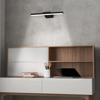 10W - Spiegelverlichting - Rechthoekige Wandlamp - Aluminium En Acryl - Koelwit - 40 cm - Wandlamp - IP44 - Spiegel Lamp - Voor Badkabinet, Kaptafel, Kelder En Keuken - Zwart - Energieklasse A - NAIZY