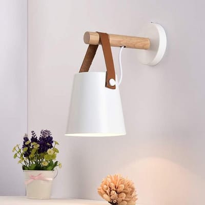 Led Wandlamp - Industriële Verlichting - Huis Bar Decoratie - Metaal met Hout - 13 cm x 22 cm - Wit