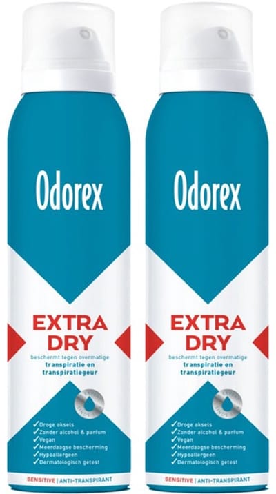 Odorex Extra Dry Deodorant Spray Sensitive - 2x 150ml - voordeelverpakking