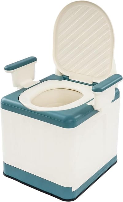 Nachtcommode Toiletstoel - Draagbare Pot Stoel - Thuiszorg Gebruik - Afneembare Armleuningen - 39 cm Zithoogte - Zeeblauw