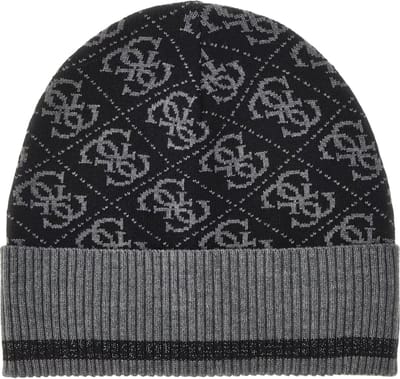 Guess Vezzola Knit Heren Beanie/Muts - Black Dark Grey - Maat L