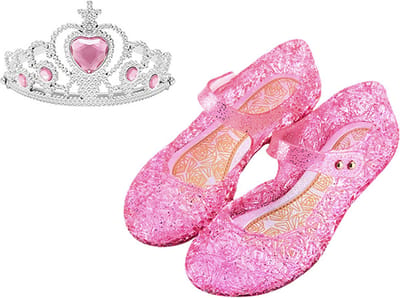 Het Betere Merk prinsessen schoenen - voor bij je prinsessenjurk - tiara - maat 24/25 - vallen 1-2 maten kleiner - roze prinsessen schoenen plastic