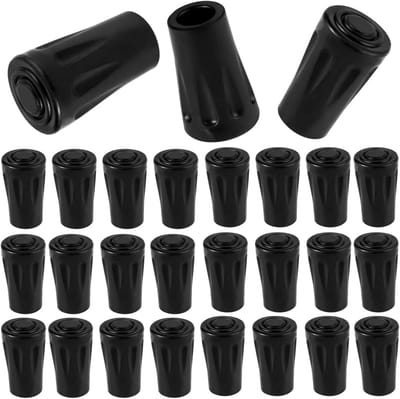 Wandelstok Doppen - Nordic Walking Pads - Veilige Wandelingen - Antislip Rubber - 12 Paar - Zwart