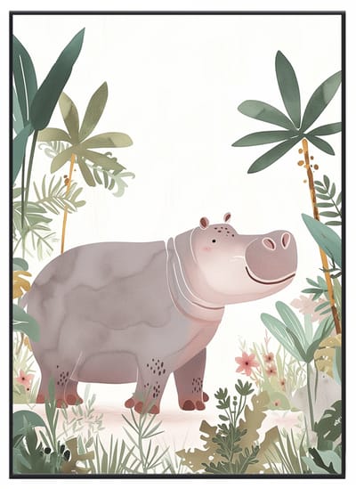 No Filter - Poster voor Baby- en Kinderkamer - Nijlpaard poster - Jungle Poster - A3 (30x40 cm) - 250 grams papier - Kinderkamer decoratie