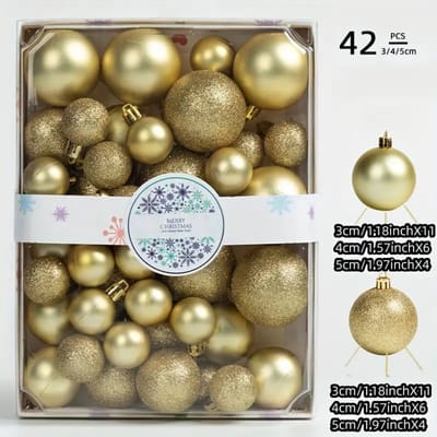 Livano Kerstballen - Kerstversiering - Plastic - Goud - Kerstballenset - 42 stuks