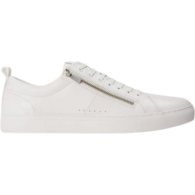 Hugo Leren platte sneakers voor heren met monksluiting (Wit)