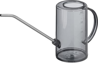 Binnen 1 liter kunststof RVS plantengieter met lange tuit - grijs - voor kamerplanten en bloemen