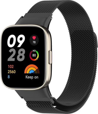 Milanees Smartwatch bandje - Geschikt voor Redmi Watch 3 Milanese band - zwart - Strap-it Horlogeband / Polsband / Armband