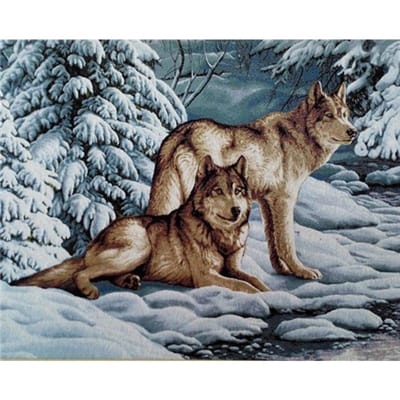 Peinture diamant loup 5D à faire soi-même, Kit de points de croix, mosaïque, image strass pour décoration de couture 20X30CM gray