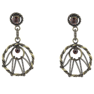 Behave – Oorbellen – Antiek goudkleur Bruin – Rond design – Vintage stijl – Nikkelvrij
