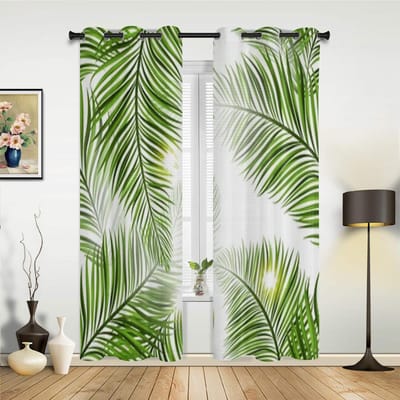Tropische Groene Bladeren Raamgordijnen Voor Woonkamer Luxe Slaapkamer Decoratie Gordijnen Keuken Raambekleding Gordijnen 135W x 60H(cm) x1