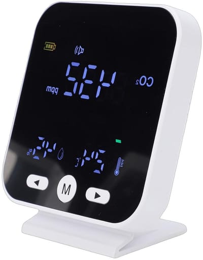 Luchtkwaliteitstester - CO2 meter Vochtigheidssensor - Binnenlucht Monitoren - NDIR Sensor Technologie - 400-5000 ppm - Wit