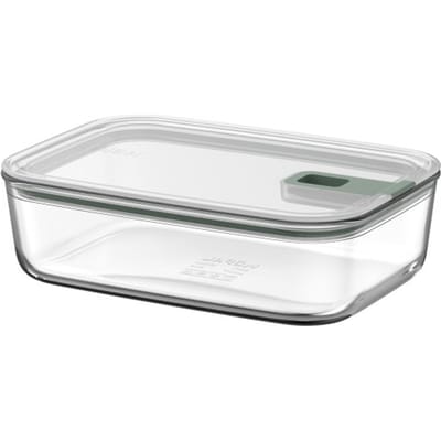Mepal Glazen Vershouddoos EasyClip - 1.5 l - Glazen vershoudbakjes met schuifsluiting - Geschikt voor magnetron. (stoom)oven. koelkast en vriezer - Nordic sage