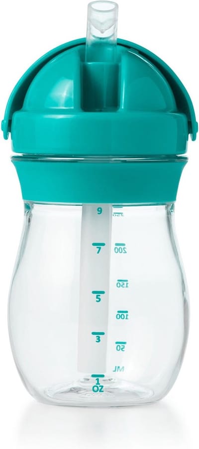 OXO Tot Transitions Rietjesbeker - Drinkbeker met rietje - Drinkbeker kinderen - Drinkbeker baby - Antilekbeker -250 ml - Teal