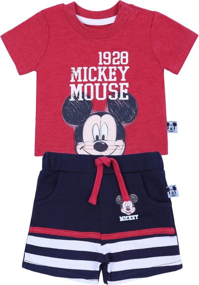 Rood T-shirt + korte broek Mickey Mouse