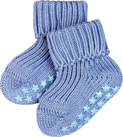 FALKE Cotton Catspads Noppen op de zool katoen huissokken baby blauw - maat 62-68