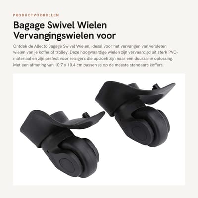 Dailygoods- Bagagewielen Vervangset - Swivel Wielen - Kunststof - Stil - 10.7x10.4 cm - Duurzaam PVC - Kofferwielen
