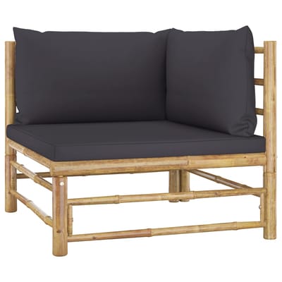 vidaXL - 6-delige - Loungeset - met - donkergrijze - kussens - bamboe