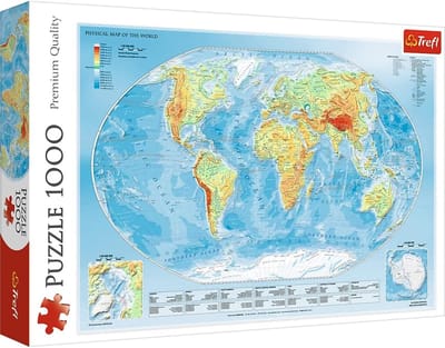 Wereldkaart Puzzel - Educatieve Puzzel - Leren en Ontspannen - 1000 Stukjes - 68 x 48 cm - rood