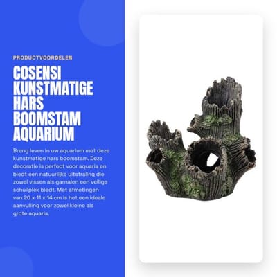 Aquariumdecoratie Kunstmatige Hars Boomstam - Aquarium Ornament - Drijfhout - Accessoires - Decoratie - Afmetingen 20x11x14 cm - Aquariumornament