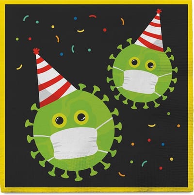 Boland - Servetten Party Safe - 33 cm - Virus - Mondkapje - Papier - Zwart/Groen - 12 Stuks