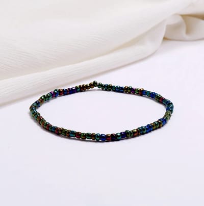 Leerella Schitterende Kralen Enkelband Zwartblauw - Perfect Cadeau voor Verjaardagen, Valentijnsdag, Moederdag & Meer! Kies uit 17 Prachtige Kleur Opties!" 21cm