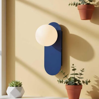 Wandlamp Bol - Sfeerverlichting - Binnenverlichting - Opaalglas Design - 160x315 mm - Blauw