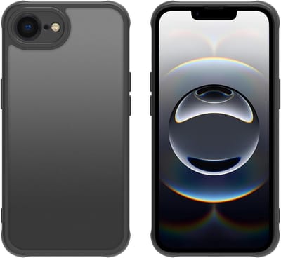 Hoesje Geschikt voor iPhone 16E - Siliconen Shockproof Hardcase hoesje geschikt voor iPhone 16E - Mat Zwart