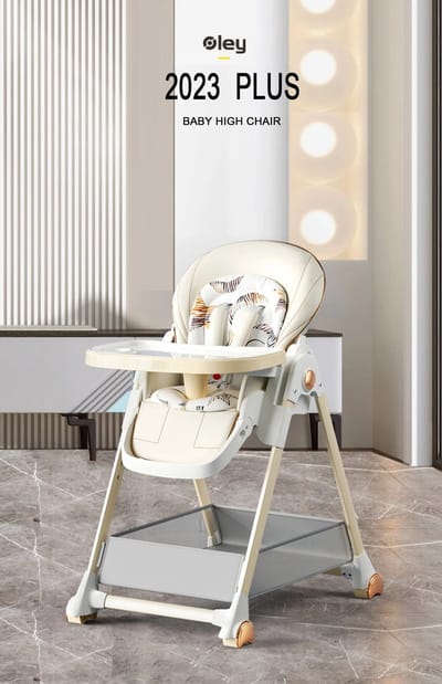 DHN Kinderstoel - Baby Eetstoel met wielen - Inklapbare Eetstoel & Baby Wagentje en Babystoel Voor Aan Tafel - Kinderzetel Peuterstoeltje en Meegroeistoel in 1