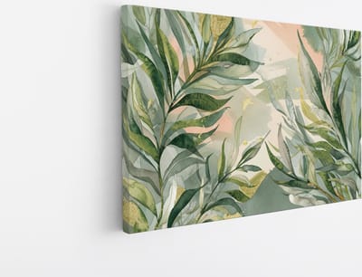 Saammp Canvas Schilderij - Landschap - Abstracte Planten - Natuur - 45x30 - Foto op canvas - Wanddecoratie - Muurdecoratie Woonkamer - Slaapkamer decoratie - Canvas Print