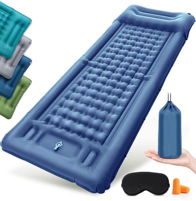 Unyqoos® Comfortabel Zelfopblazend Campingmatras met Ingebouwde Voetpomp en Hoofdkussen voor Outdoor Avonturen