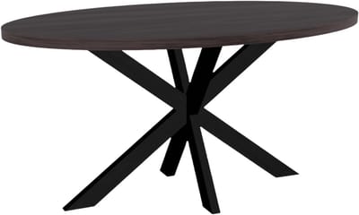 Ovale Eettafel 160 cm Donker Walnoot Melamine - Industrieel Design