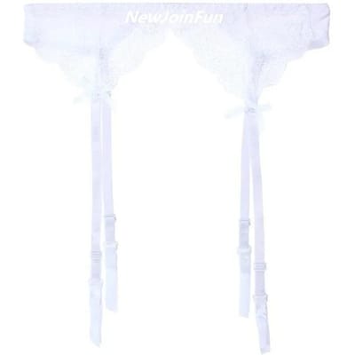 Bretelles pour femmes Porte-jarretelles en dentelle Ceinture réglable Double boutonnage Taille Lingerie Sexy Grande Taille Sous-vêtements transparents Pour bas One Size white