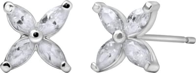 Quiges - Oorknoppen Zirkonia Bloem Transparant - Dames Oorbellen - 925 Zilver Rhodium - ESE017