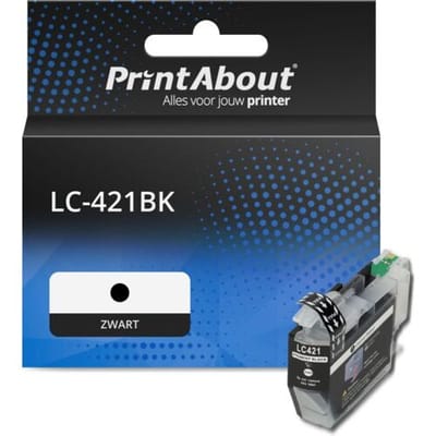PrintAbout Inktcartridge LC-421BK Zwart geschikt voor Brother
