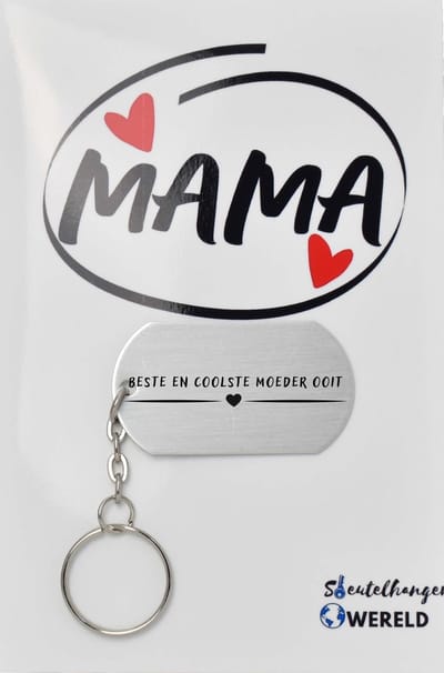Beste en coolste moeder ooit Sleutelhanger inclusief kaart- mama cadeau - moeder - Leuk kado voor je mama om te geven - 2.9 x 5.4CM