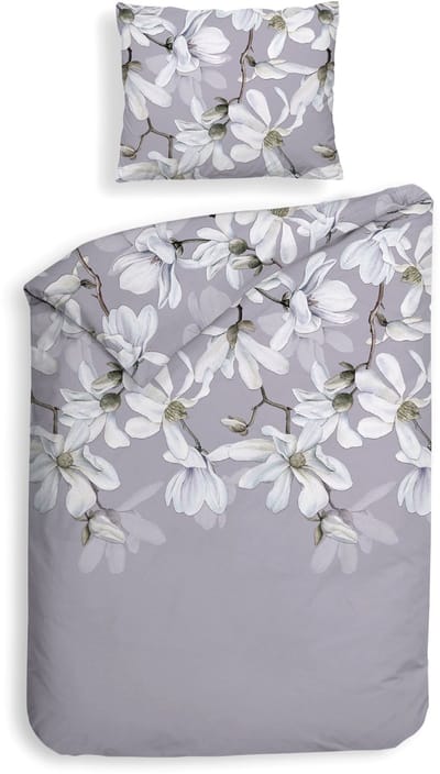 Heckettlane Dekbedovertrek Stacey - Bedlinnen met Bloemen print - 140x200-220 cm - Paars - Dekbedovertrek van 100% Katoen-Flanel