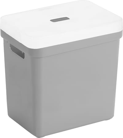 Sunware Opbergboxen met transparante deksel - 1x stuks - kastmanden - lichtgrijs - 25 liter - kunststof - 35 x 25 x 36 cm - Opbergers