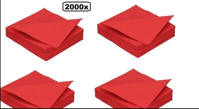 2000x Servet 33cm 2 laags rood - Servetten tissue diner eten drinken biologisch afbreekbaar kerst huwelijk thema feest festival evenement