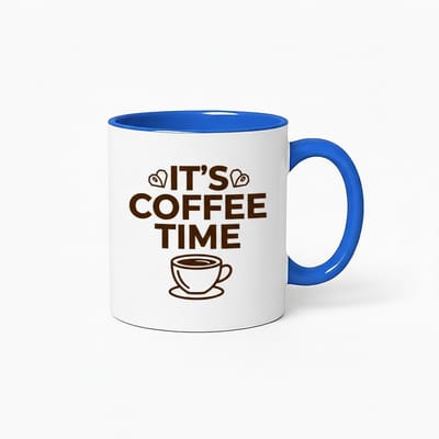 Koffiemok 'It's Coffee Time' Wit Blauw | Keramische Design Mok