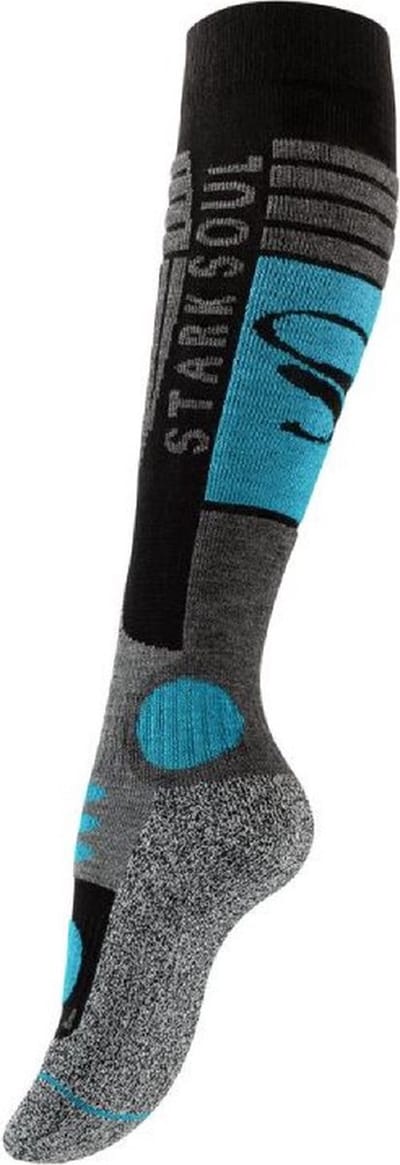 Stark Soul ski- en snowboard - kniekousen - dames wintersport sokken - zwart/blauw - met dempingszones - 1 paar - maat 39/42