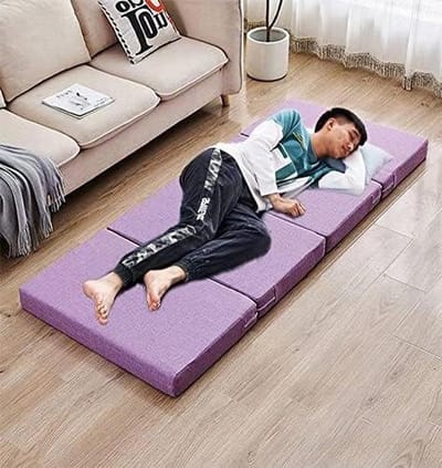 Inklapbaar Matras - Gastenmatras Opvouwbaar - Comfortabel Slapen - Zachte Schuim Ondersteuning - Eenpersoons - Paars